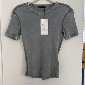 Zara Charcoal Short Sleeve Tee